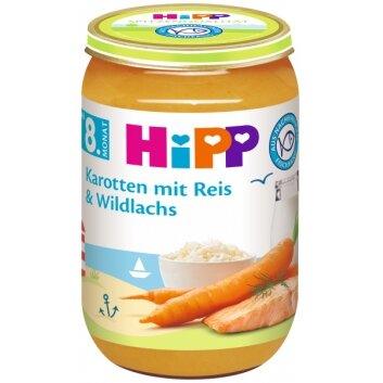 HiPP Carrots With Rice And Wild Salmon Puree 220G - 6 Jars EmmBaby