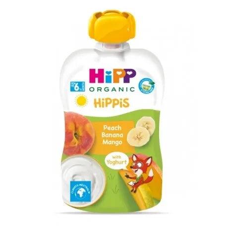 HiPP Hippis Peach Banana Mango with Yoghurt 100g - 6 Pouches EmmBaby