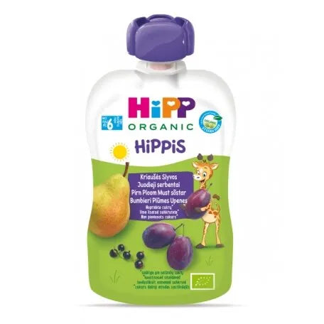 HiPP Hippis Plum Blackcurrant In Pear Puree 100G - 6 Pouches EmmBaby