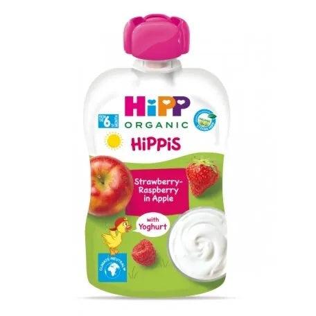 HiPP Hippis Strawbery-Raspberry In Apple With Yoghurt 100G - 6 Pouches EmmBaby