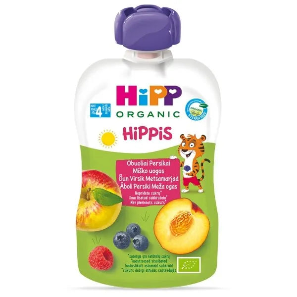 HiPP Hippis Wild Berries In Apple Peach Puree 100G - 6 Pouches EmmBaby
