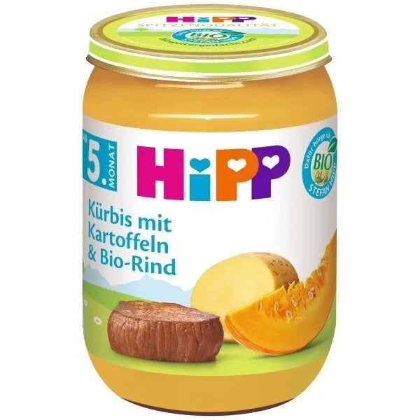 HiPP Pumpkin With Potatoes And Organic Beef Puree 190 G  - 6 Jars EmmBaby