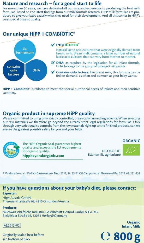 HiPP Stage 1 Organic Combiotic Formula (800g) EmmBaby