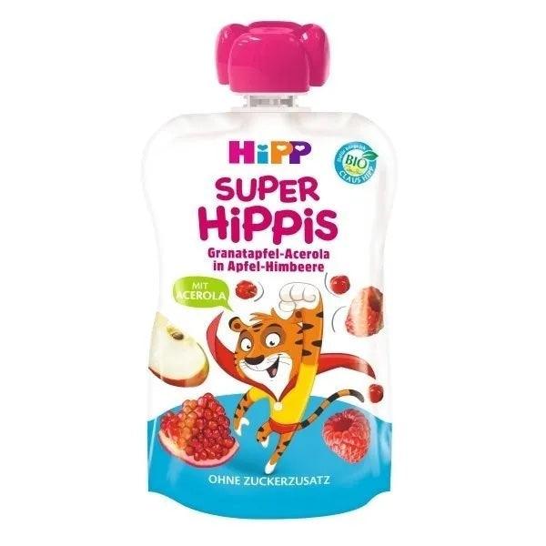 HiPP Super Hippis Apples, Raspberries, Pomegranates And Malpighia Puree 100 G - 6 Pouches EmmBaby