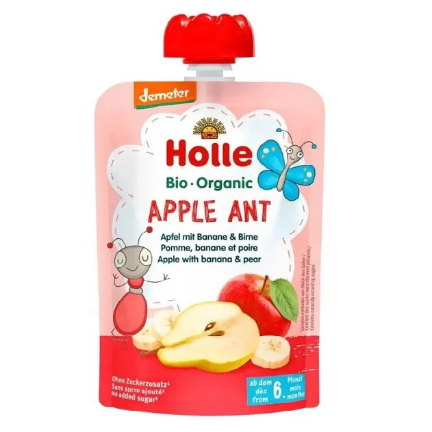 Holle Apple Ant: Apple, Banana & Pear (6+ months) - 6 Pouches EmmBaby
