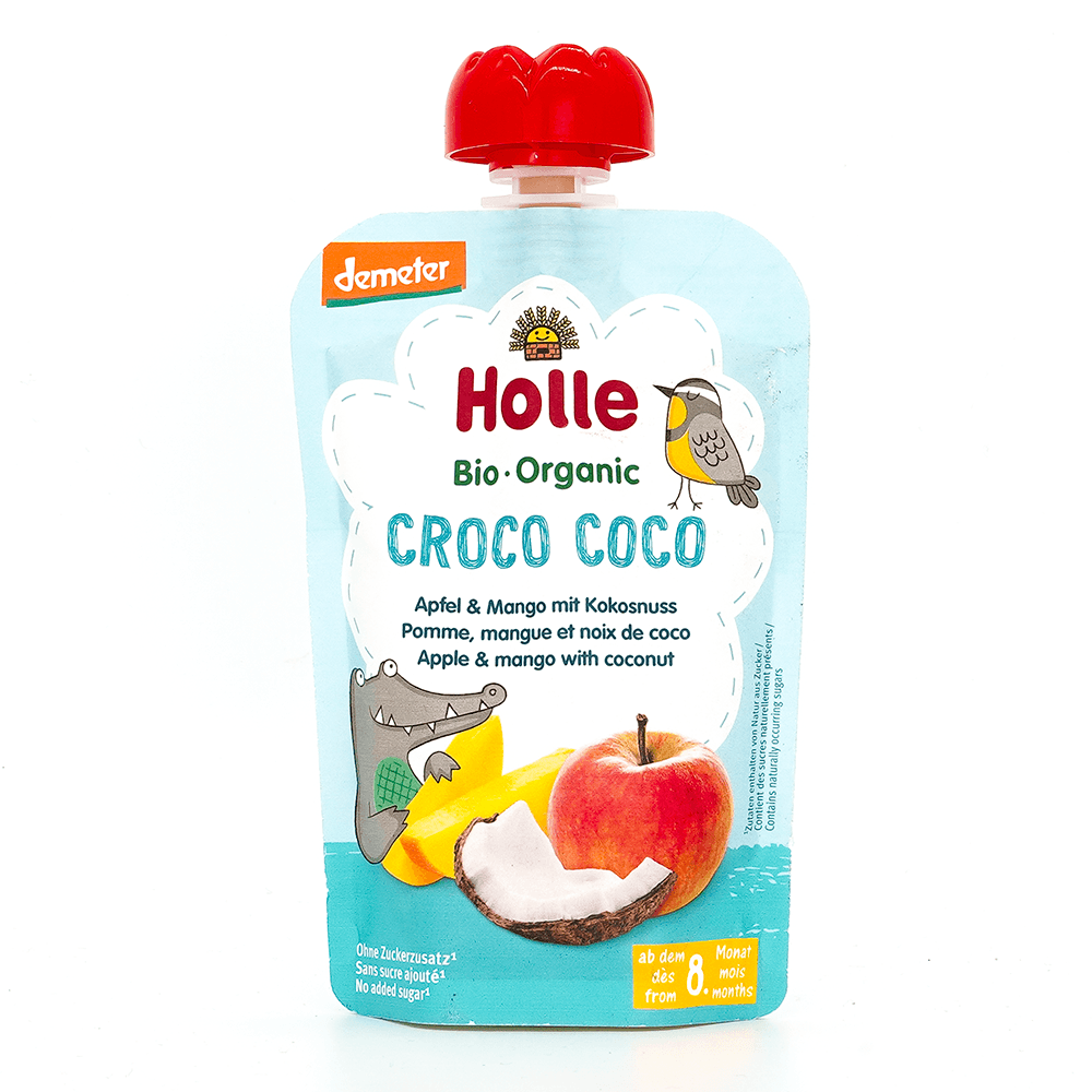 Holle Croco Coco: Apple & Mango with Coconut (8+ Months) - 6 Pouches EmmBaby