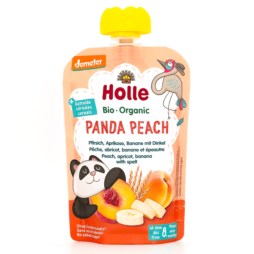Holle Panda Peach: Peach, Apricot, Banana & Spelt (8+ Months) - 6 Pouches EmmBaby