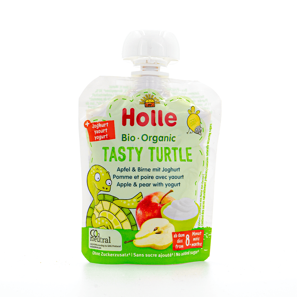 Holle Tasty Turtle: Apple, Pear & Yogurt (8+ Months) - 6 Pouches EmmBaby