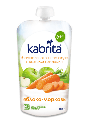 Kabrita Carrot And Apple Puree With Sweet Goat Milk Cream 100 G - 6 Pouches - EmmBaby